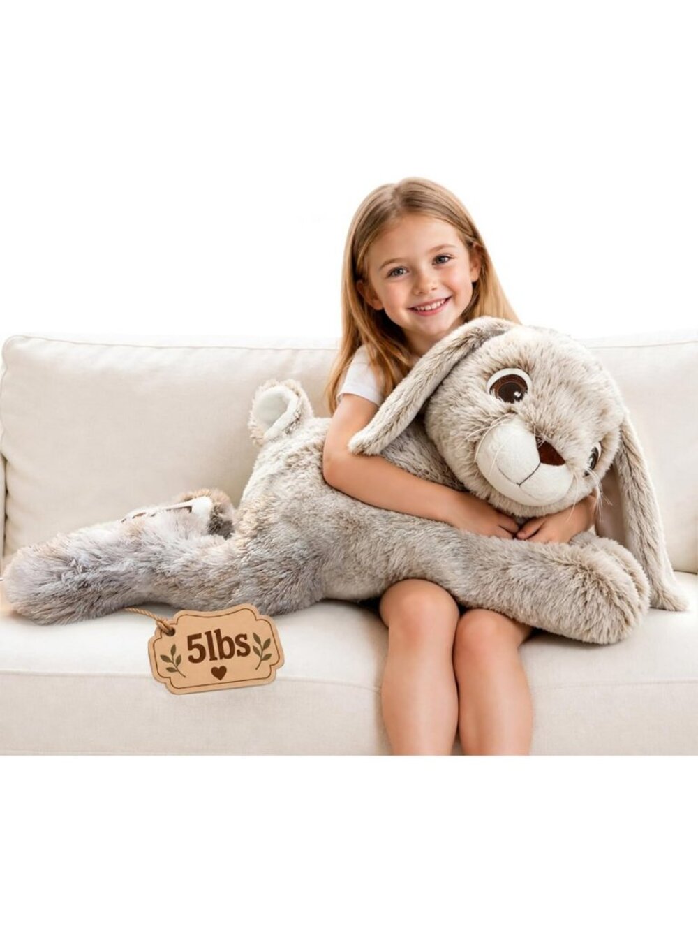 32" Soft Gray Weighted Bunny Plush Toy - Cute Giant Rabbit Pillow Gift for All